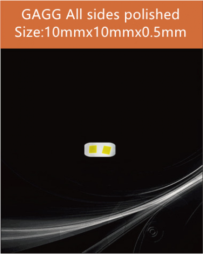 GAGG Ce scintillation crystal, GAGG Ce crystal, GAGG scintillator, Ce:Gd3Al2Ga3O12 crystal, 10x10x0.5mm